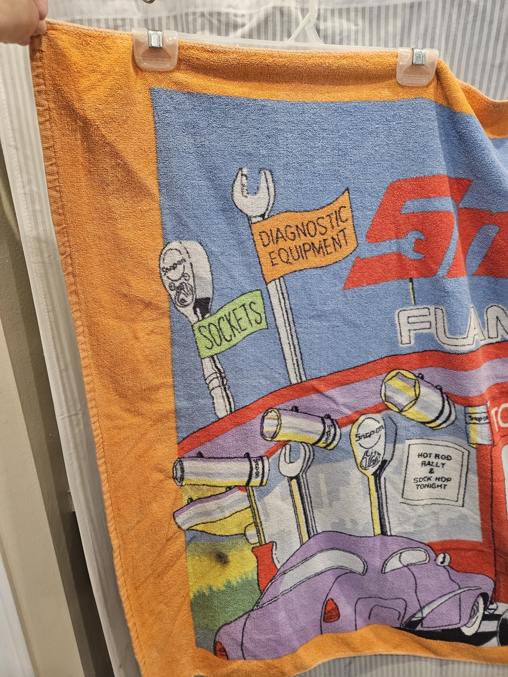 Snap On Tools Beach Towel Flank Drive In 58x32” 1990s Collector Item Cotton - Picture 2 of 10